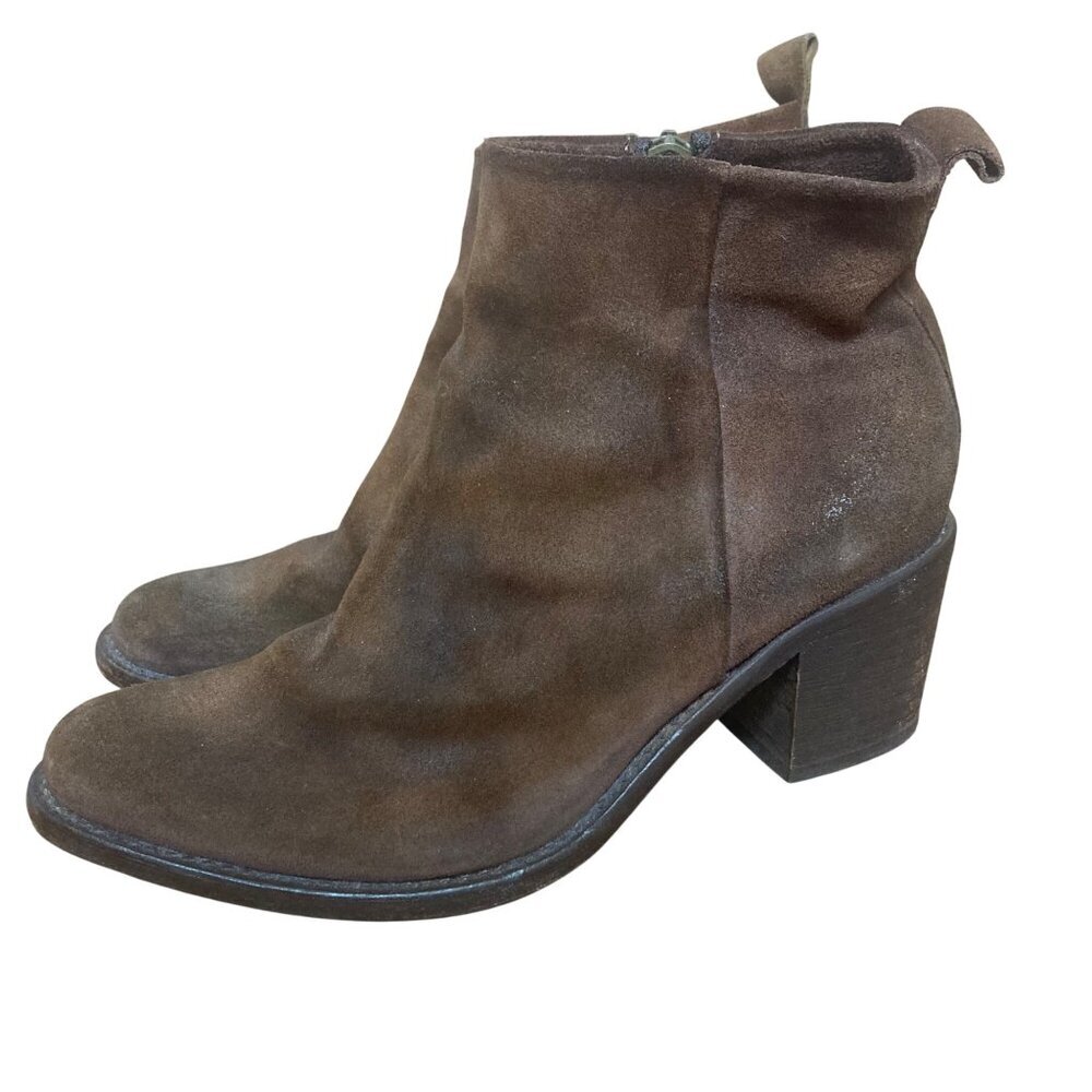 Diesel Brown Suede Ankle Boots Womens 40 EU 9 US Cowboy Western Rodeo 2.5" Heel